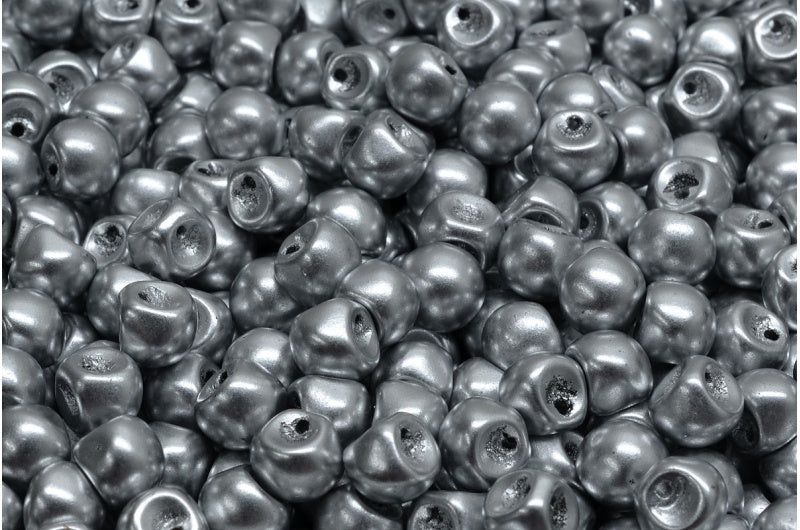 Mushroom Button Beads, Crystal Silver Matte (00030-01700), Glass, Czech Republic