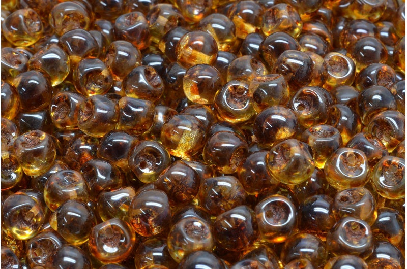 Mushroom Button Beads, Crystal Travertin (00030-86800), Glass, Czech Republic