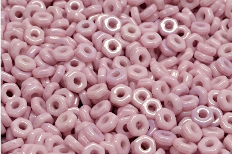 六角ナットビーズ、ホワイトオパールラスターリラ(02020-14494)、ガラス、チェコ共和国