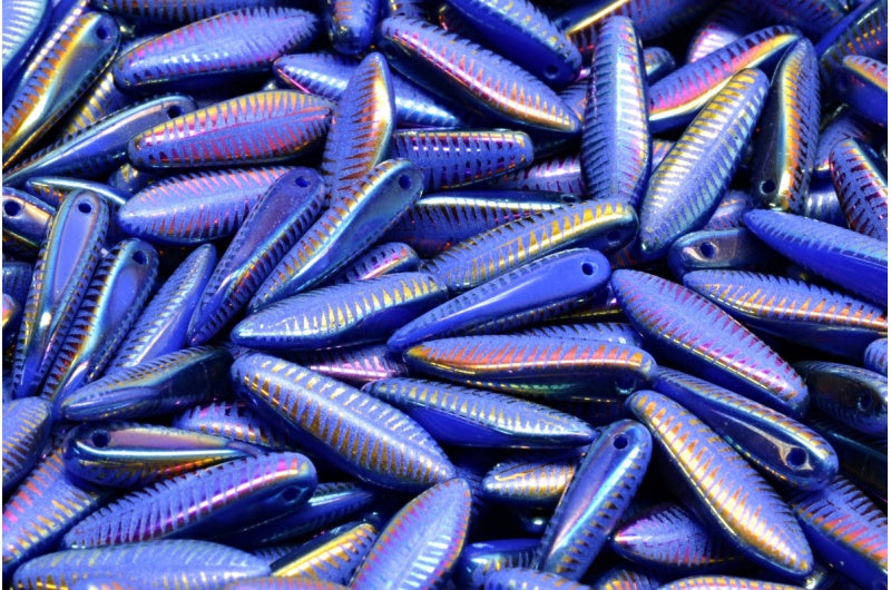 ダガービーズ、不透明ブルースリペリットフル(2Xサイド)LF(33050-29503-LF)、ガラス、チェコ共和国