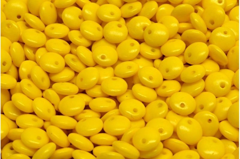 レンズ豆ビーズ、ホワイトオパール 33045 (02020-33045)、ガラス、チェコ共和国