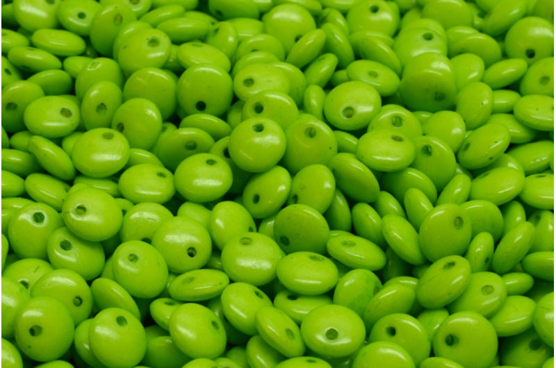 レンズ豆ビーズ、ホワイトオパール 35275 (02020-35275)、ガラス、チェコ共和国