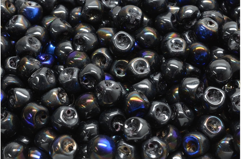 Mushroom Button Beads, Black 29901 (23980-29901), Glass, Czech Republic