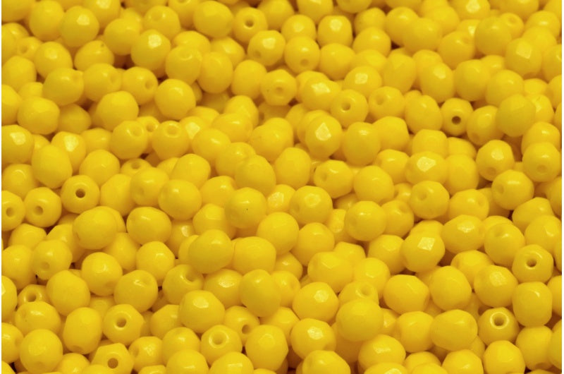 ファセット加工ラウンドビーズ、チョークホワイト 33045 (03000-33045)、ボヘミアクリスタルガラス、チェコ共和国