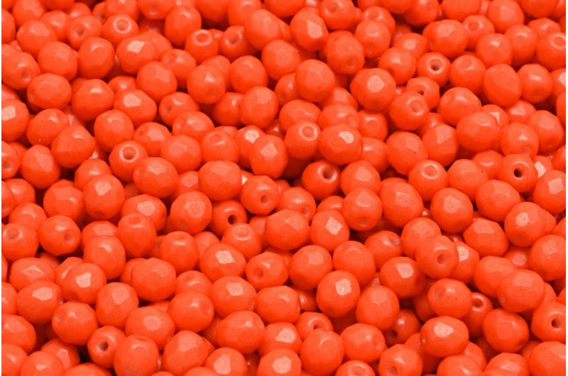 ファセット加工ビーズ ラウンド、チョークホワイト 35276 (03000-35276)、ボヘミアクリスタルガラス、チェコ共和国