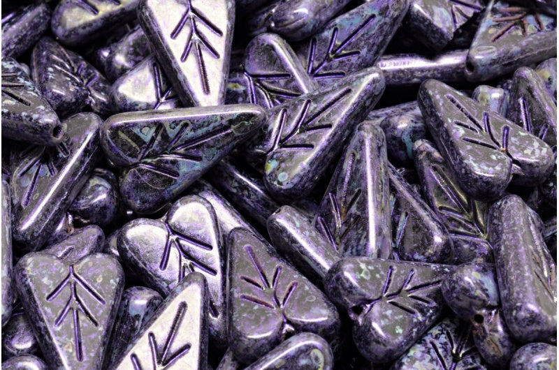 ハートリーフビーズ、ブラック 65328 (23980-65328)、ガラス、チェコ共和国