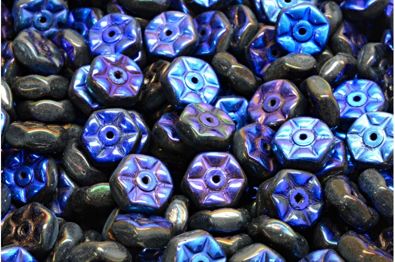 ヴィンテージ ロンデルビーズ、ブラック 22203 (23980-22203)、ガラス、チェコ共和国