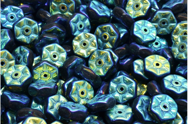 ヴィンテージ ロンデルビーズ、ブラック アブ フル(2X サイド)(23980-28703)、ガラス、チェコ共和国