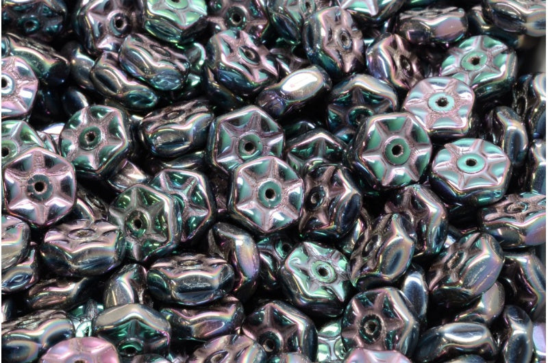 ヴィンテージ ロンデルビーズ、ブラックジェットブラック フルアプリコット (23980-29123)、ガラス、チェコ共和国