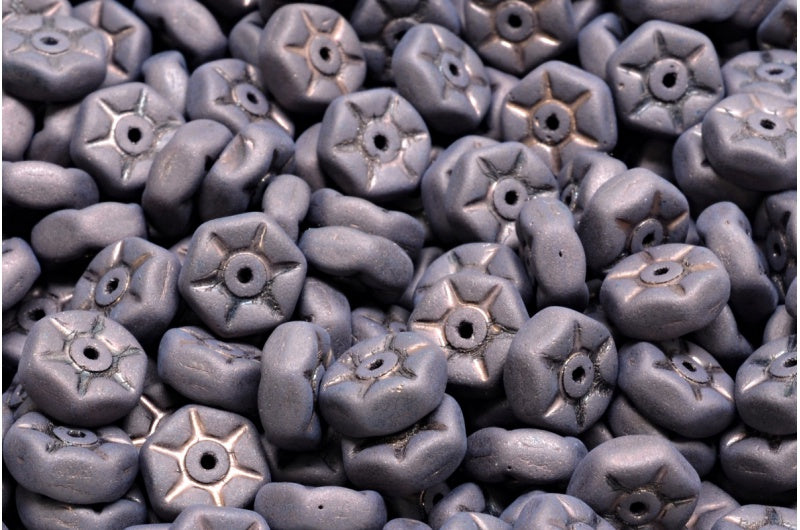 ヴィンテージ ロンデルビーズ、ブラックマットパープル (23980-84100-15726)、ガラス、チェコ共和国