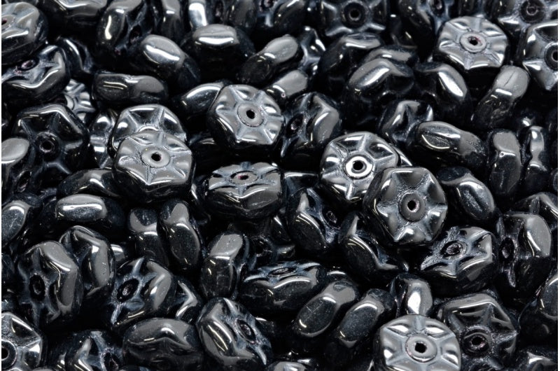 ヴィンテージ ロンデルビーズ、ブラック (23980)、ガラス、チェコ共和国