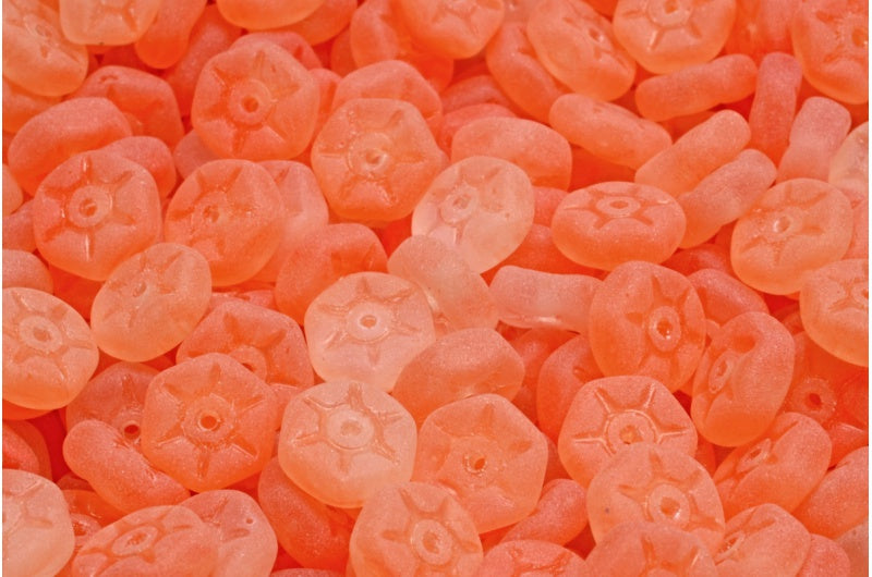 Vintage Rondelle Bead, Orange Matte (R0912-84100), Glass, Czech Republic