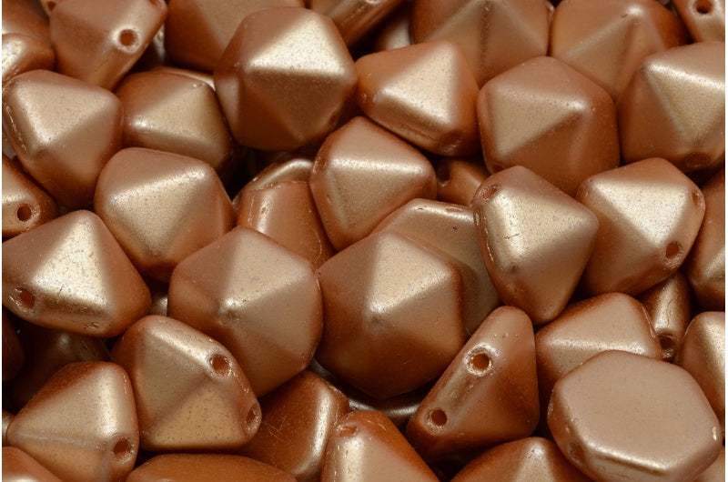 2 孔六角金字塔珠,白色 25003 (02010-25003),玻璃,捷克共和国