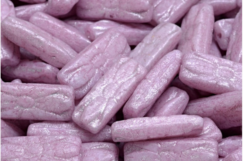 フラワーレクタングルビーズ、ホワイトエッチング 34306 34301 (02010-etch-34306-34301)、ガラス、チェコ共和国