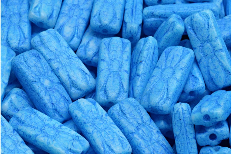 花矩形珠,白色蚀刻 34308 43812 (02010-etch-34308-43812),玻璃,捷克共和国