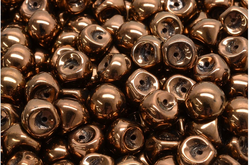 Mushroom Button Beads, Black Bronze (23980-14415), Glass, Czech Republic
