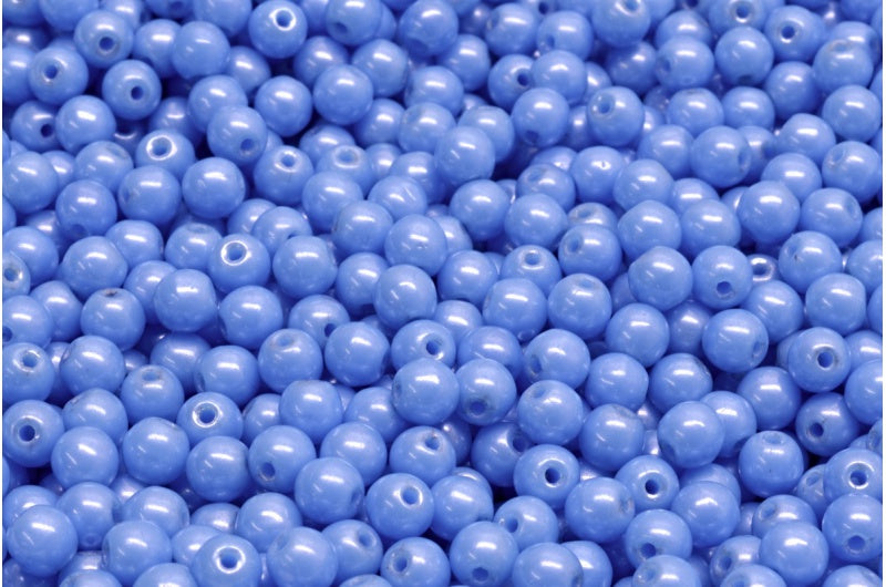 ラウンドドラックビーズ 4mm、不透明ブルーヘマタイト(33100-14400)、ガラス、チェコ共和国