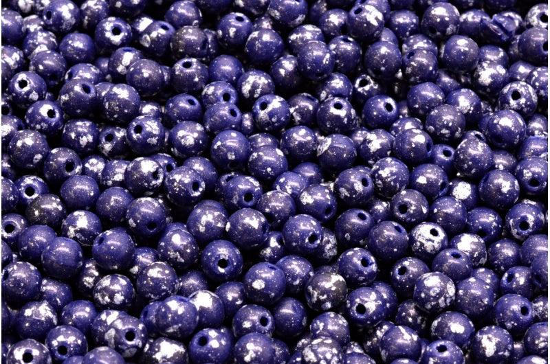 圆形 Druck 珠子 4 毫米,不透明蓝色 94000 (33400-94000),玻璃,捷克共和国