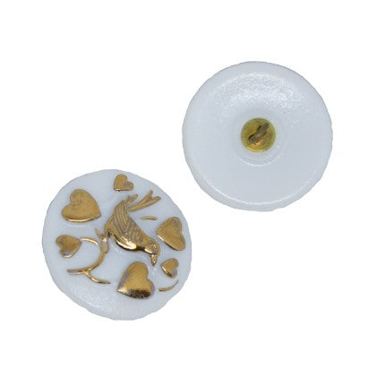 1 pcs Hand Painted Glass Buttons with ornament, size 10 (22.5 mm), Czech Republic