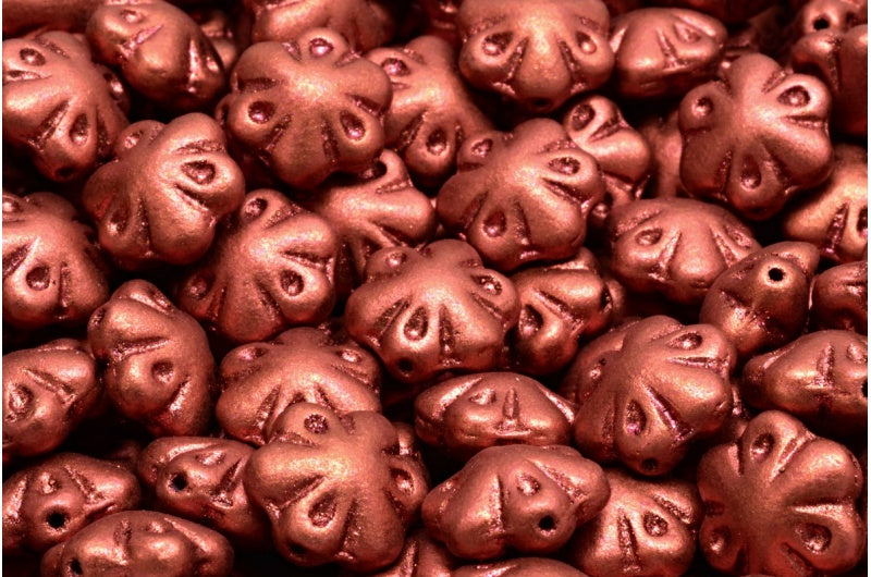 フォークロアフラワービーズ、クリスタルコッパーマット(00030-01750)、ガラス、チェコ共和国