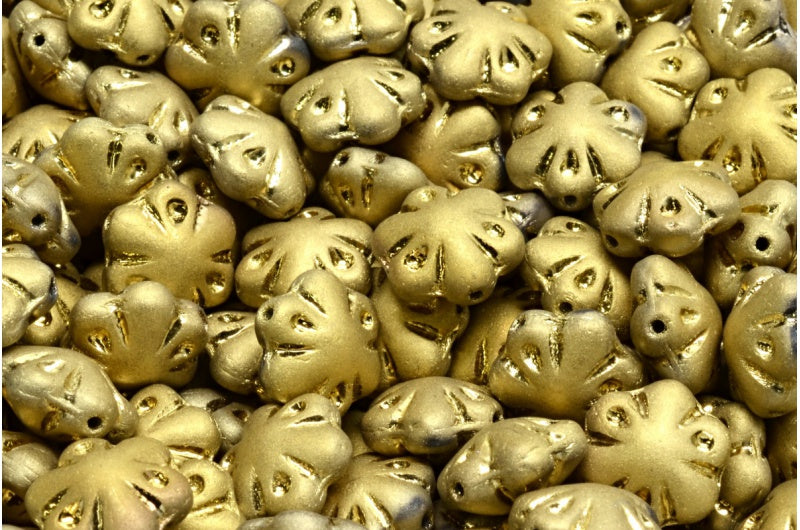 フォークロアフラワービーズ、クリスタルマットゴールド(00030-84100-26443)、ガラス、チェコ共和国