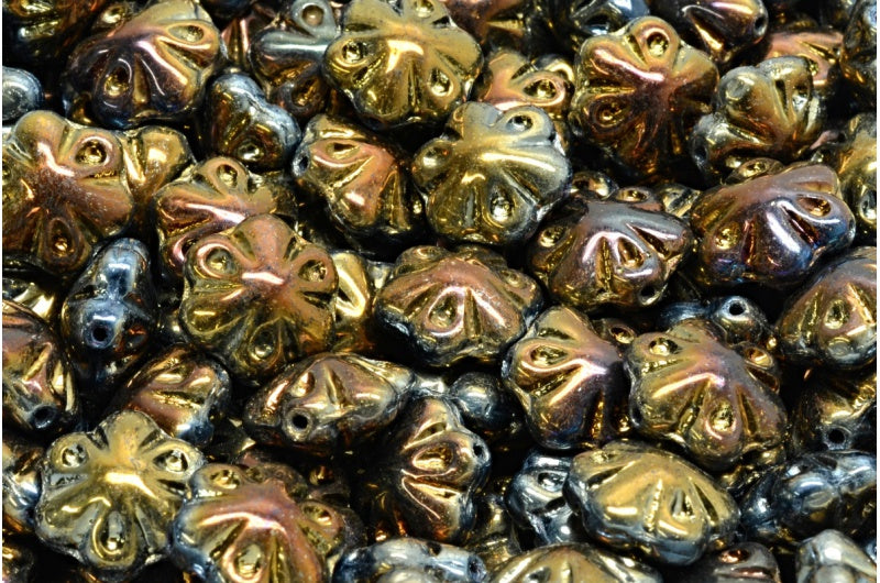 Folklore Flower Beads, Black 22603 (23980-22603), Glass, Czech Republic