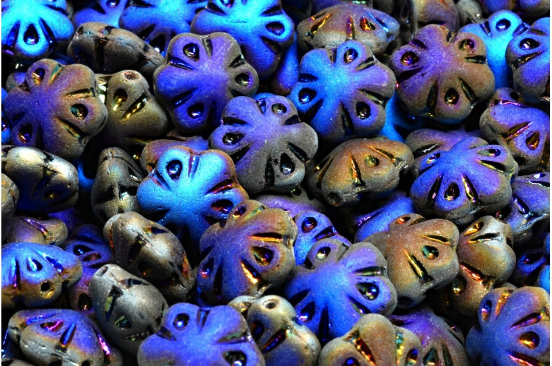 フォークロアフラワービーズ、ブラックマット22203(23980-84100-22203)、ガラス、チェコ共和国