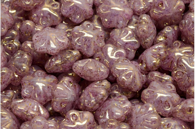 Folklore Flower Beads, R0231 Terracotta Violet (R0231-15496), Glass, Czech Republic