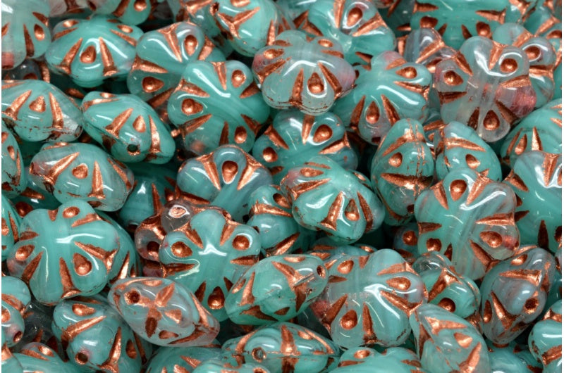 Folklore Flower Beads, R0613 Copper Lined (R0613-54319), Glass, Czech Republic