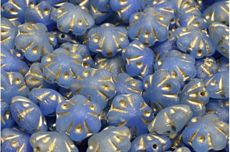 フォークロアフラワービーズ、R0322 マットゴールドライン(R0322-84100-54302)、ガラス、チェコ共和国