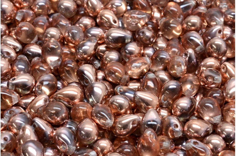 ドロップビーズ、クリスタルローズゴールドカプリ(00030-27101)、ガラス、チェコ共和国