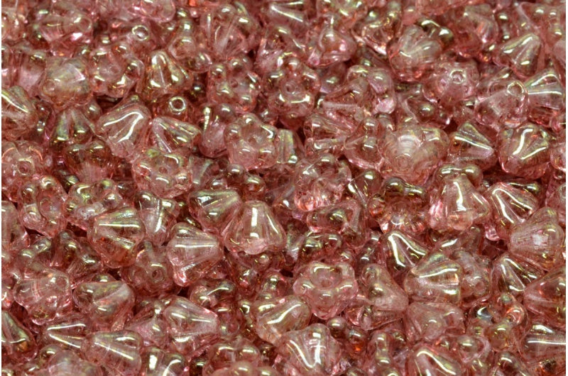 Bell Flower Beads, Crystal Terracotta Red (00030-15495), Glass, Czech Republic