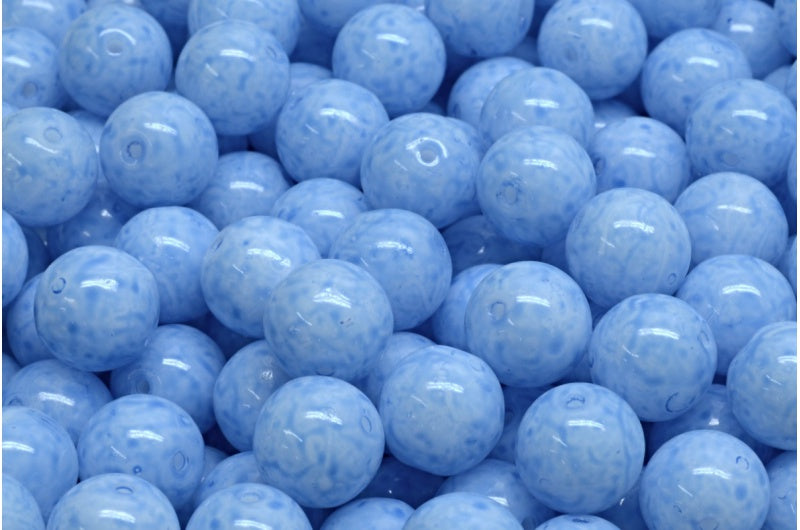 ラウンドドラックビーズ 8mm、ホワイト 34307 (02010-34307)、ガラス、チェコ共和国