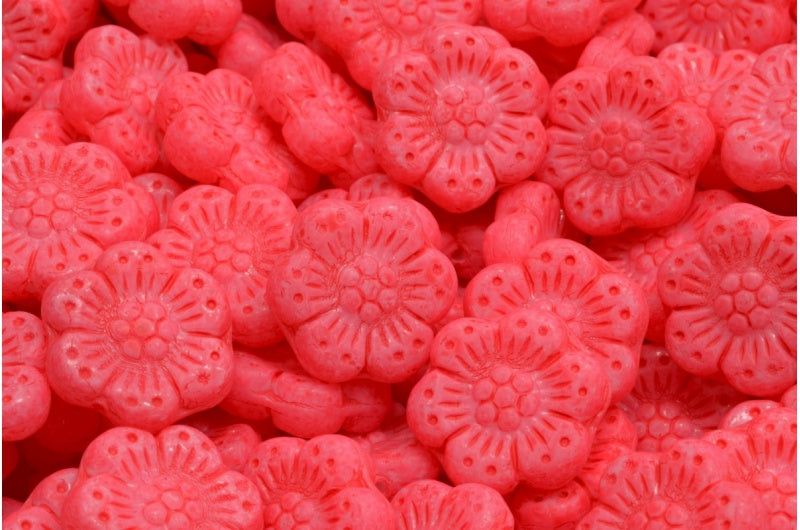 Boho Flower Beads, White 84304 (02010-84304), Glass, Czech Republic