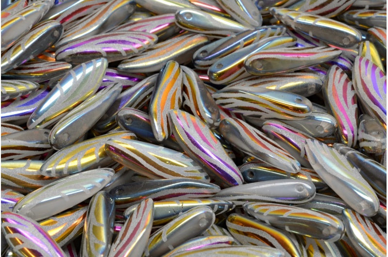 ダガービーズ、ホワイトスリペリットフル(2Xサイド)L Dw(02010-29503-L-DW)、ガラス、チェコ共和国