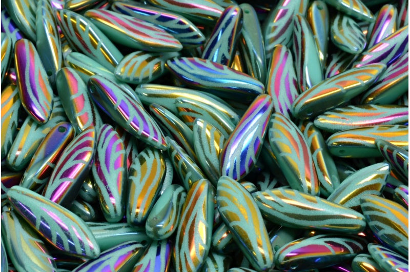 ダガービーズ、ターコイズスリペリットフル(2Xサイド)L Dw(63130-29503-L-DW)、ガラス、チェコ共和国