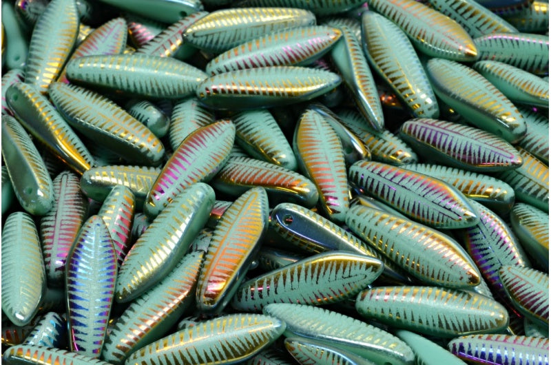 ダガービーズ、ターコイズスリペリットフル(2Xサイド)LF(63130-29503-LF)、ガラス、チェコ共和国