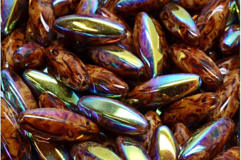 去皮橄榄珠,米色 Travertin Ab (13020-86800-28701),玻璃,捷克共和国