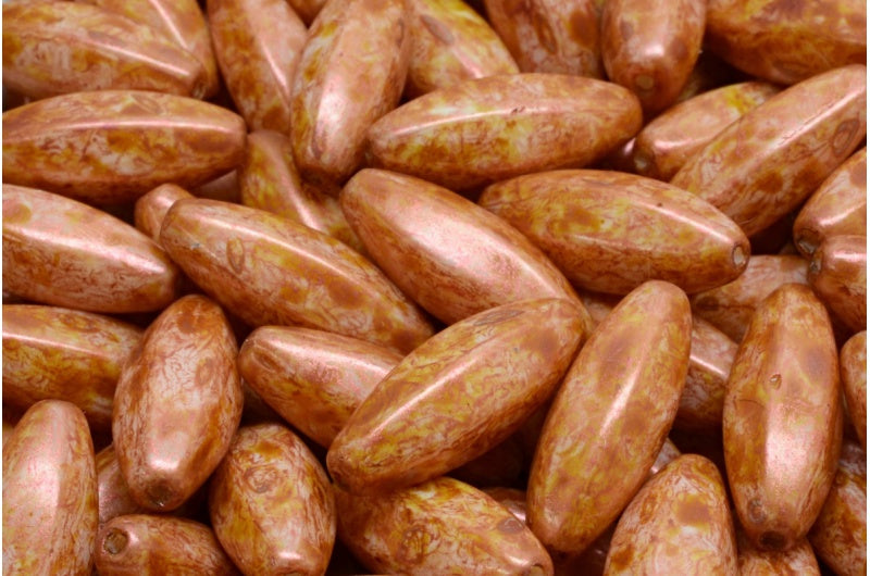 去皮橄榄珠,白铜光泽斑点 (02010-65324),玻璃,捷克共和国