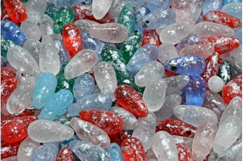 滴珠,1 种混合颜色蚀刻银色飞溅 (00001-MIx-ETCH-94400),玻璃,捷克共和国