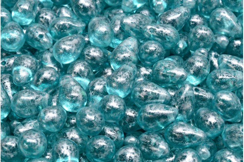 ドロップビーズ、透明アクア 34301 (60110-34301)、ガラス、チェコ共和国