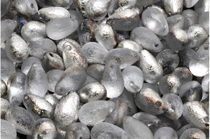 ドロップビーズ、クリスタルエッチングクリスタルシルバーハーフコーティング(00030-ETCH-27001)、ガラス、チェコ共和国