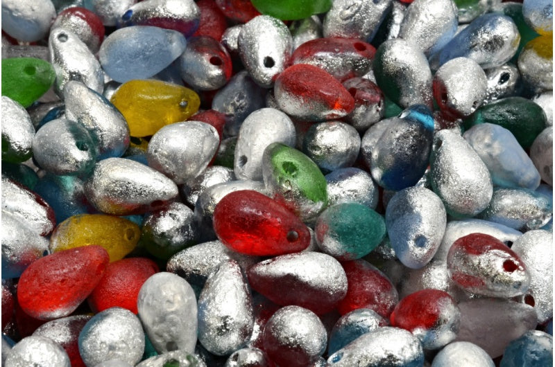 滴珠,1 种混合颜色蚀刻水晶银半涂层 (00001-MIx-ETCH-27001),玻璃,捷克共和国