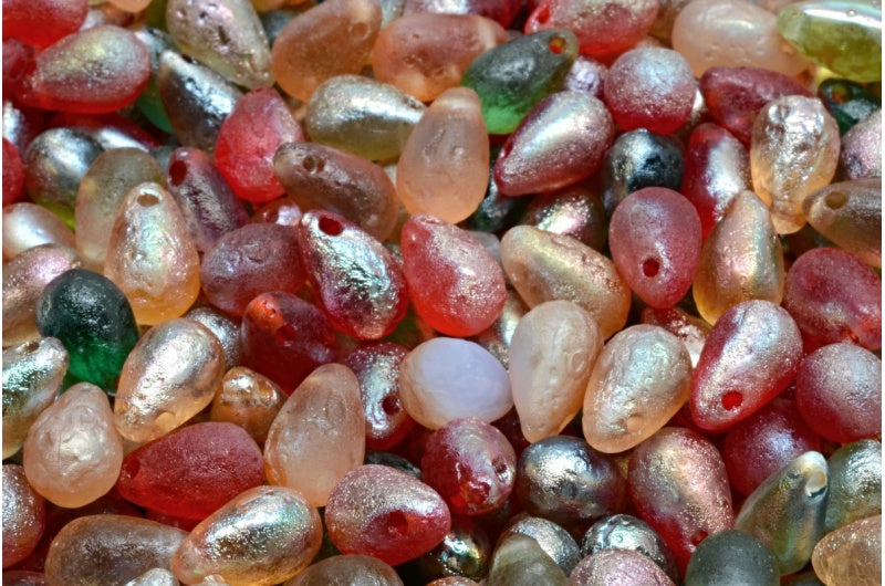 滴珠,1 种混合颜色蚀刻杏色涂层 (00001-MIx-ETCH-29121),玻璃,捷克共和国