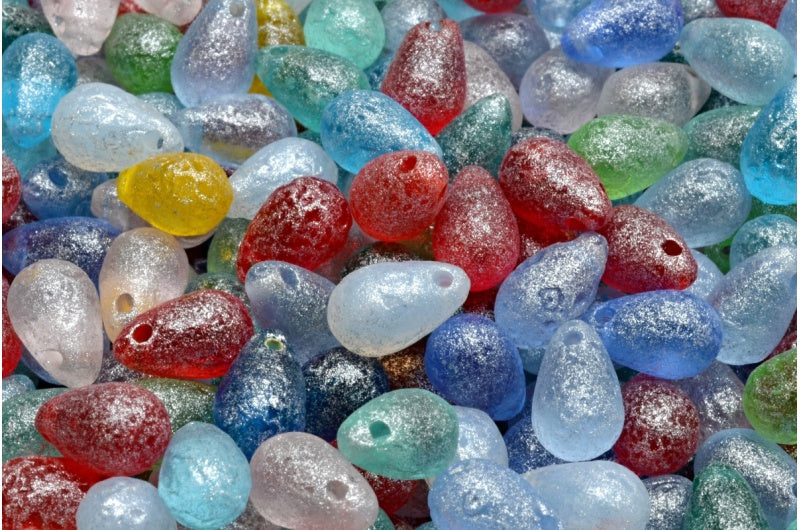 ドロップビーズ、ミックスカラーエッチング1個 34301 (00001-MIx-ETCH-34301)、ガラス、チェコ共和国