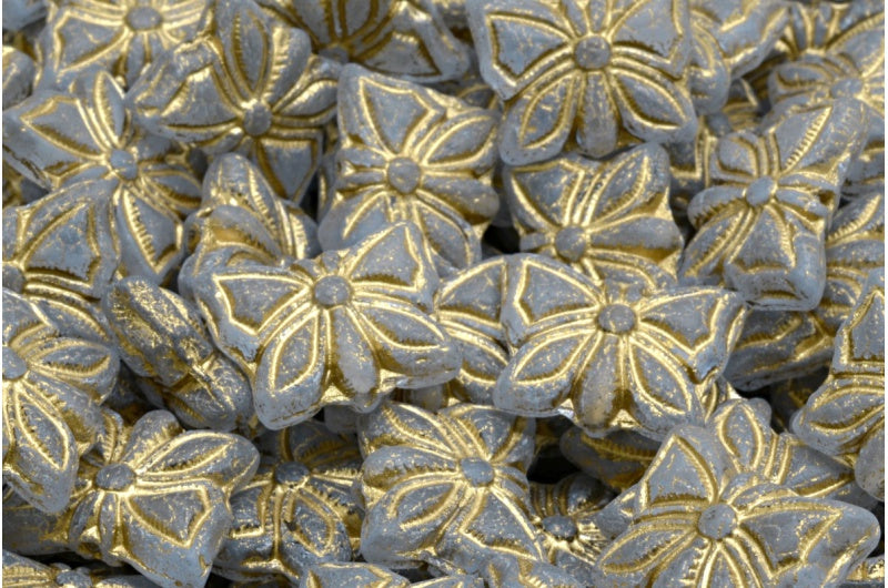 バタフライビーズ、透明ライトアメジストマットゴールドライン(20210-84100-54302)、ガラス、チェコ共和国