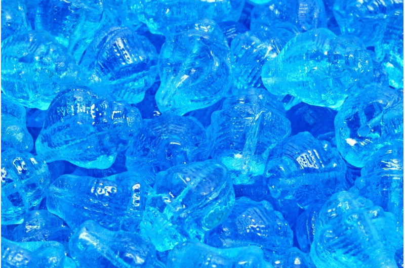 Murex Shell Beads, Transparent Aqua (60020), Glass, Czech Republic