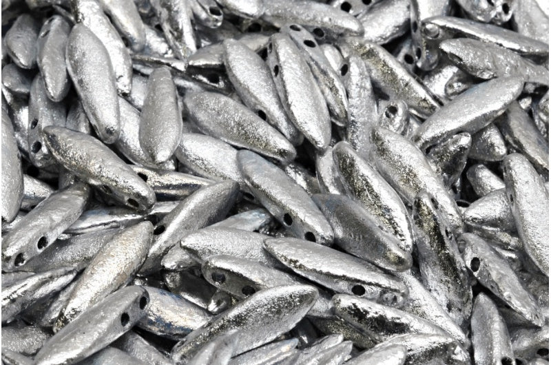 2-Hole Dagger Beads Crystal Etched Silver (00030-ETCH-27000), Glass, Czech Republic