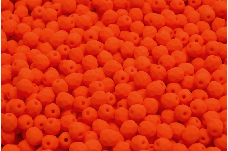 ファセット加工ビーズ ラウンド ホワイトオレンジ (02010-25122)、ボヘミアクリスタルガラス、チェコ共和国