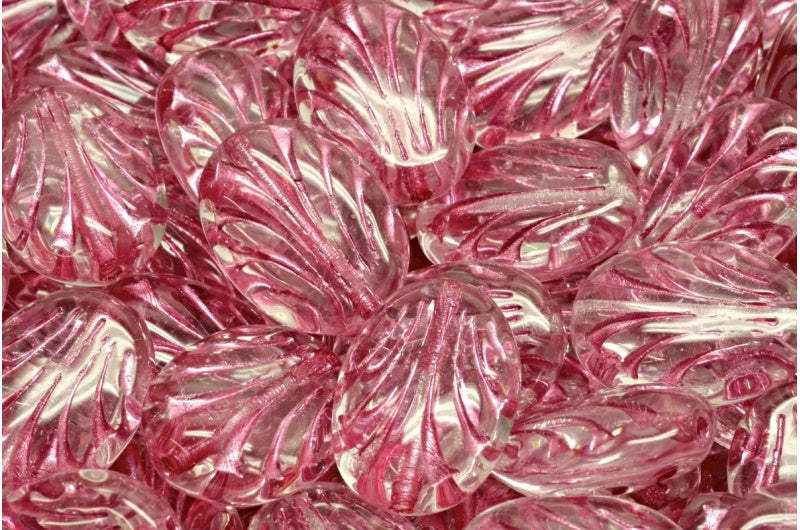 Oval With Lines Crystal Pink Lined (00030-54321), Glass, Czech Republic
